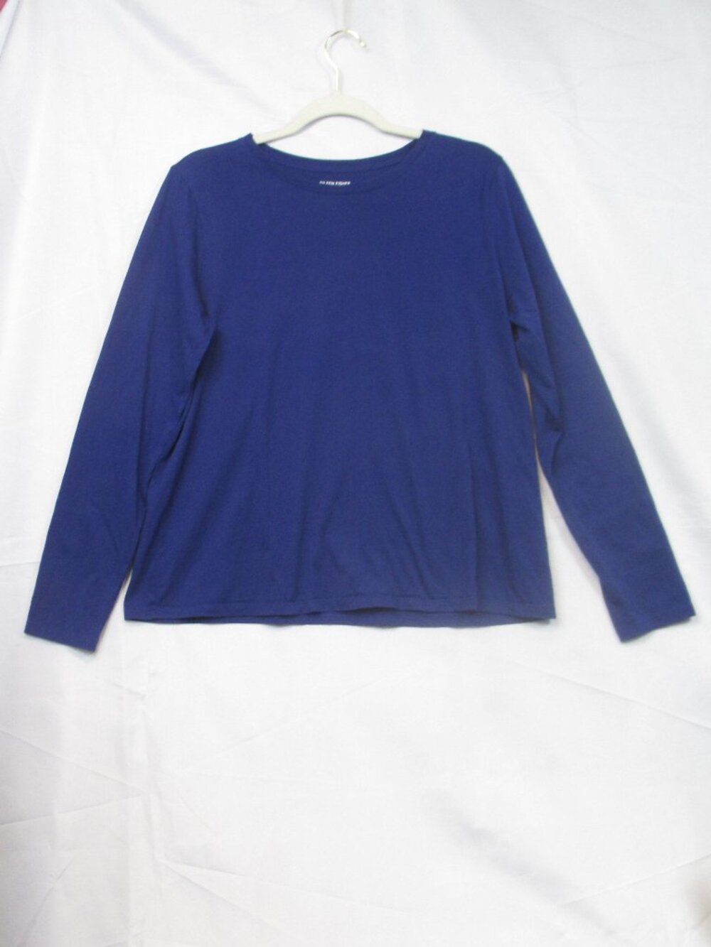 Eileen Fisher Organic Cotton Long Sleeve Crewneck Top Blue Tee Shirt M